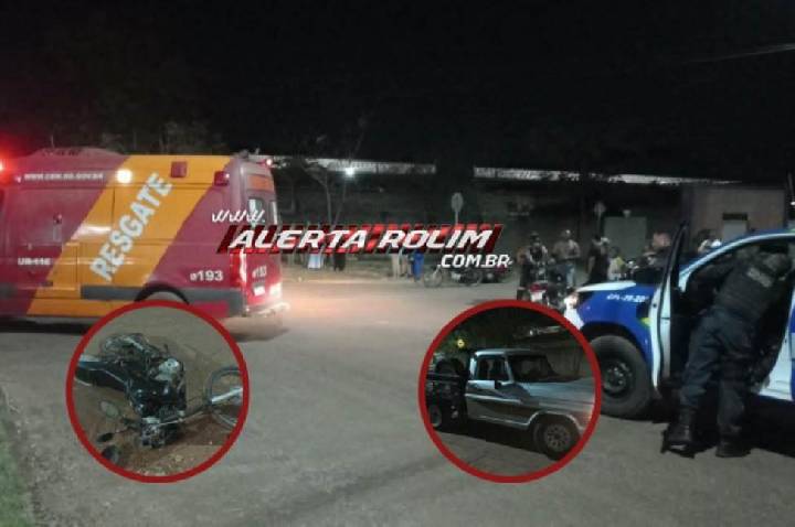 Acidente entre motocicleta e caminhonete deixa duas pessoas gravemente feridas em RO