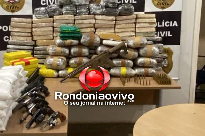 ARSENAL: Operação policial apreende 146 kg de drogas, fuzil e várias outras armas