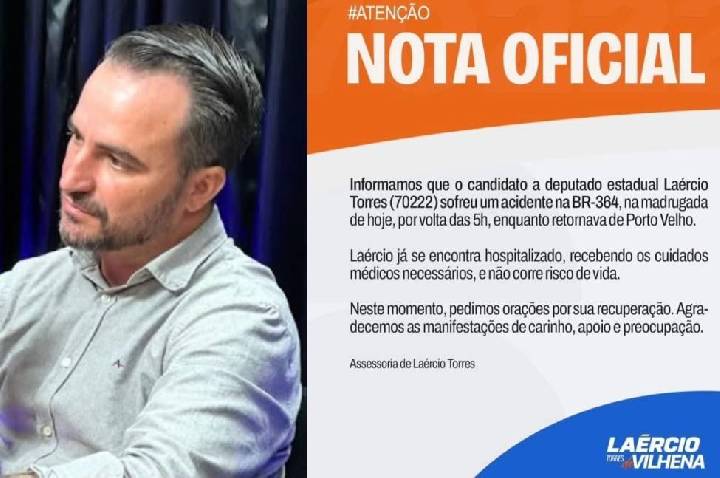Candidato a Deputado Estadual Laércio Torres sofre acidente na BR-364