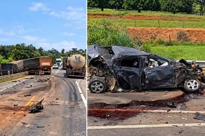 Colisão entre carro e carreta deixa três feridos na BR-364 em Rondônia