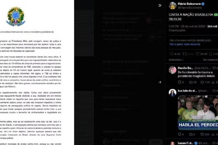 Flávio Bolsonaro se diz ‘presidente eleito’, apaga post e passa a se chamar de ‘líder do Brasil’ em carta