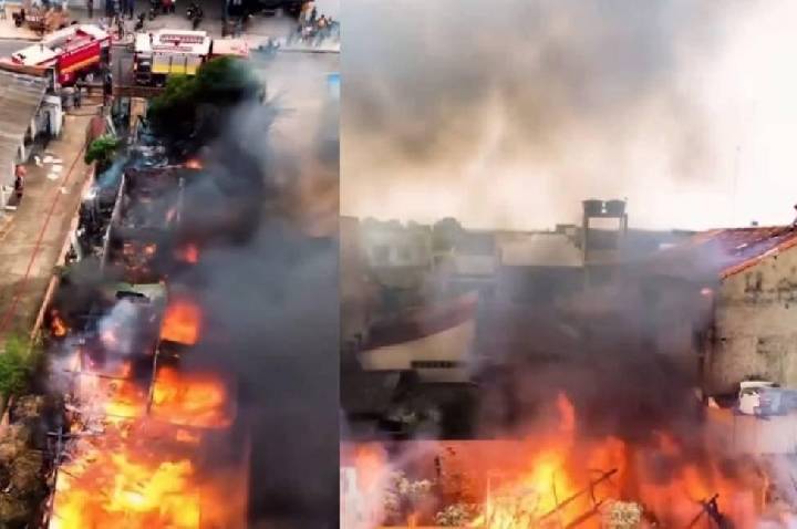 Incêndio de grandes proporções destrói residência e atinge veículo em Rondônia
