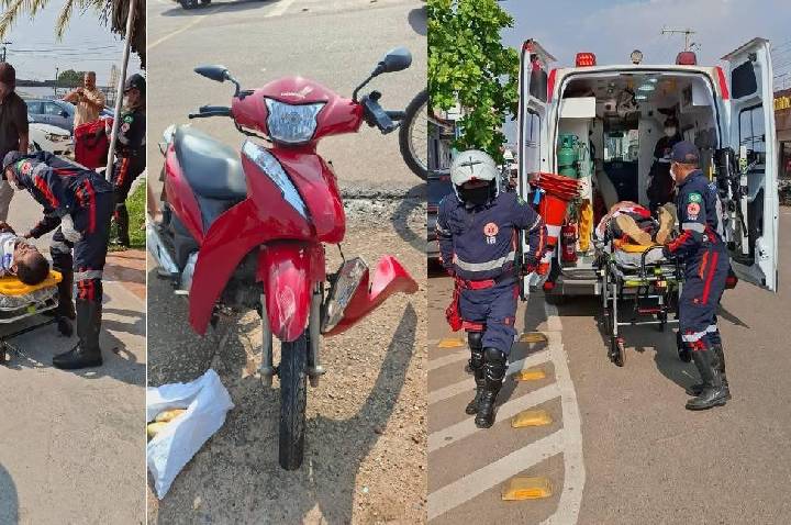 Motoboy fica ferido em colisão entre duas motocicletas no bairro Liberdade, em Porto Velho
