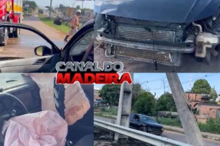 Polo bate em poste na Rua da Beira e motorista foge antes da chegada da PRF