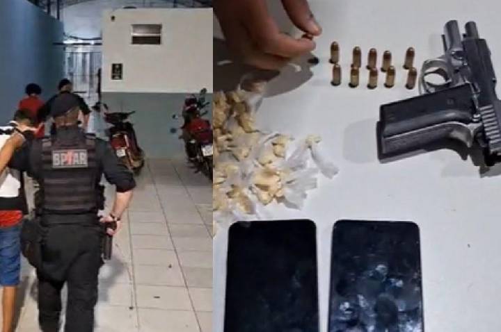Trio é detido com pistola, munições e drogas em Porto Velho