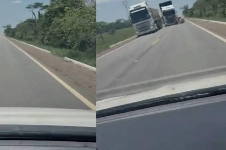 Vídeo mostra momento exato de acidente fatal envolvendo motociclista com caminhão na BR-364