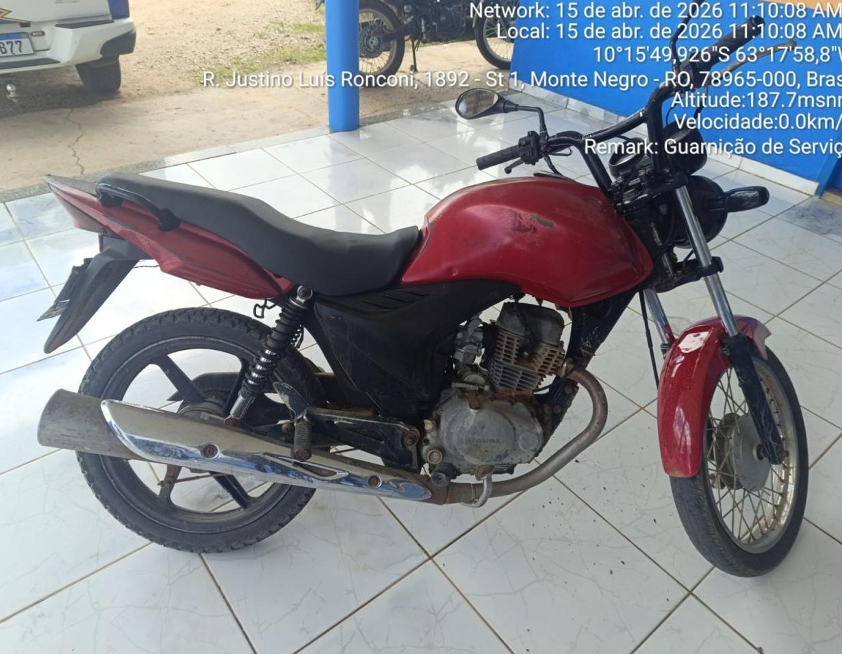 MONTE NEGRO – POLÍCIA MILITAR IDENTIFICA MOTOCICLETA COM SINAIS DE ADULTERAÇÃO E CONDUZ ENVOLVIDO À UNISP