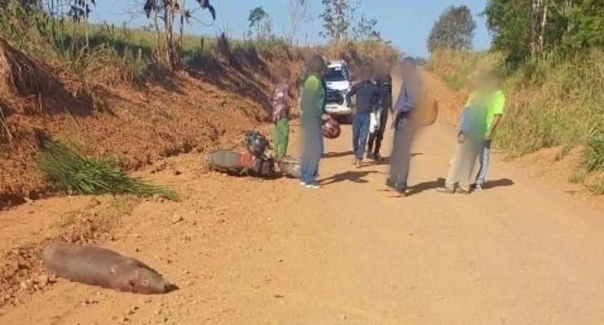 Motociclista fica ferido depois de colidir com capivara na zona rural