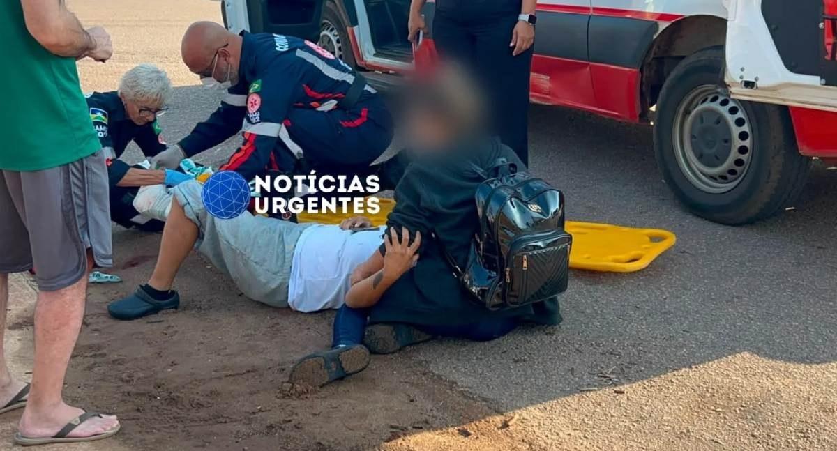 Motociclista sofre fratura exposta em acidente no cruzamento da Avenida Calama em Porto Velho