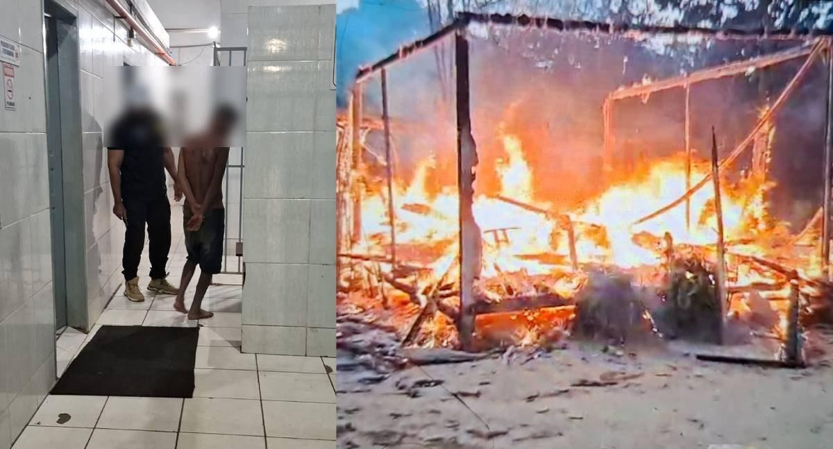 Homem é preso pela Polícia Militar depois de atear fogo em casa de mãe e ameaçá-la de morte na zona rural
