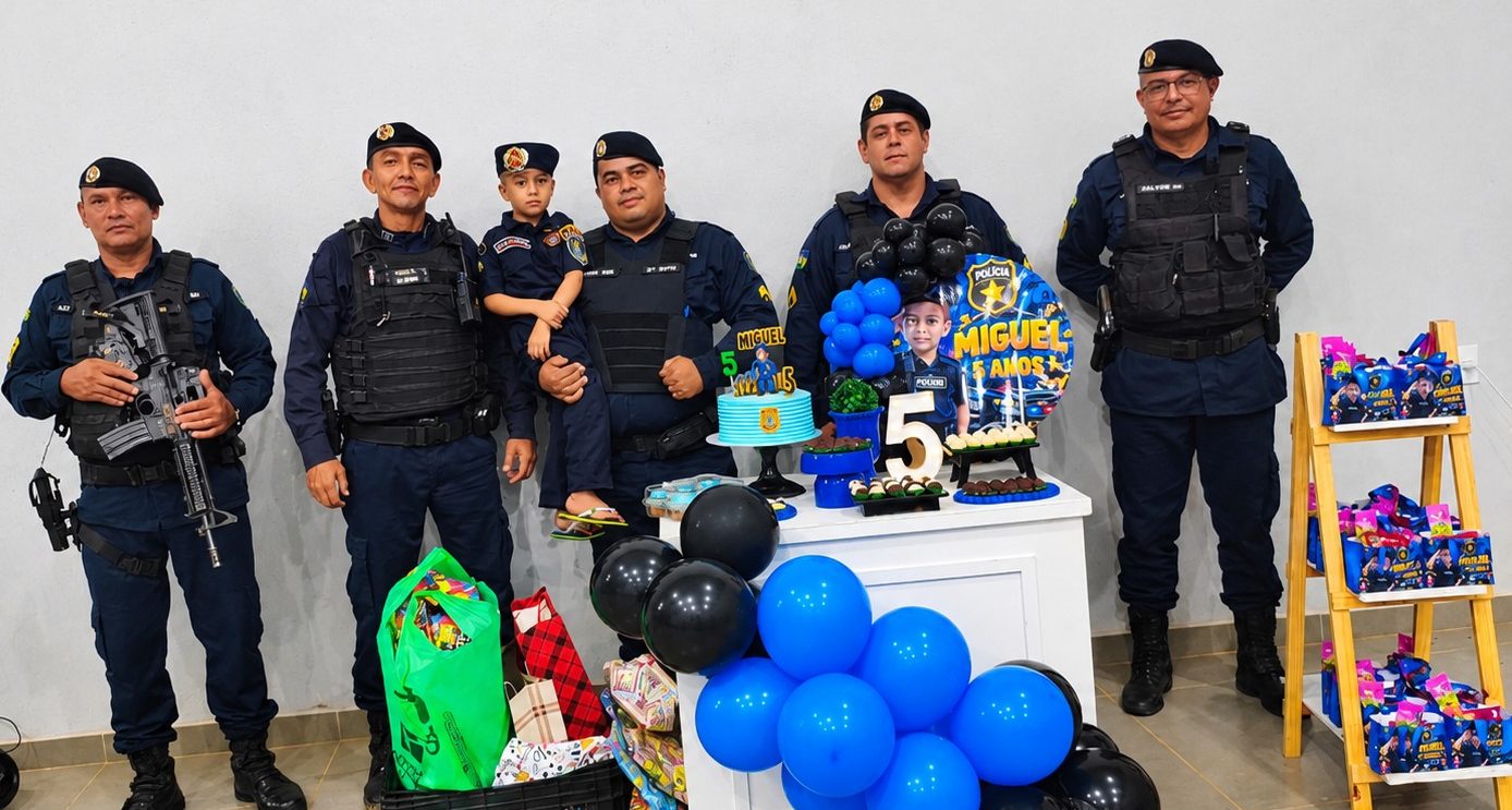 ADMIRAÇÃO PELA POLÍCIA MILITAR MARCA ANIVERSÁRIO DE CRIANÇA EM PORTO VELHO