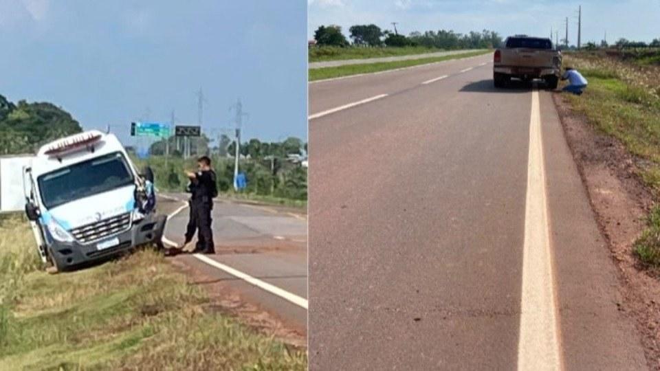 Caminhonete bate em van que transportava detentos na BR-429