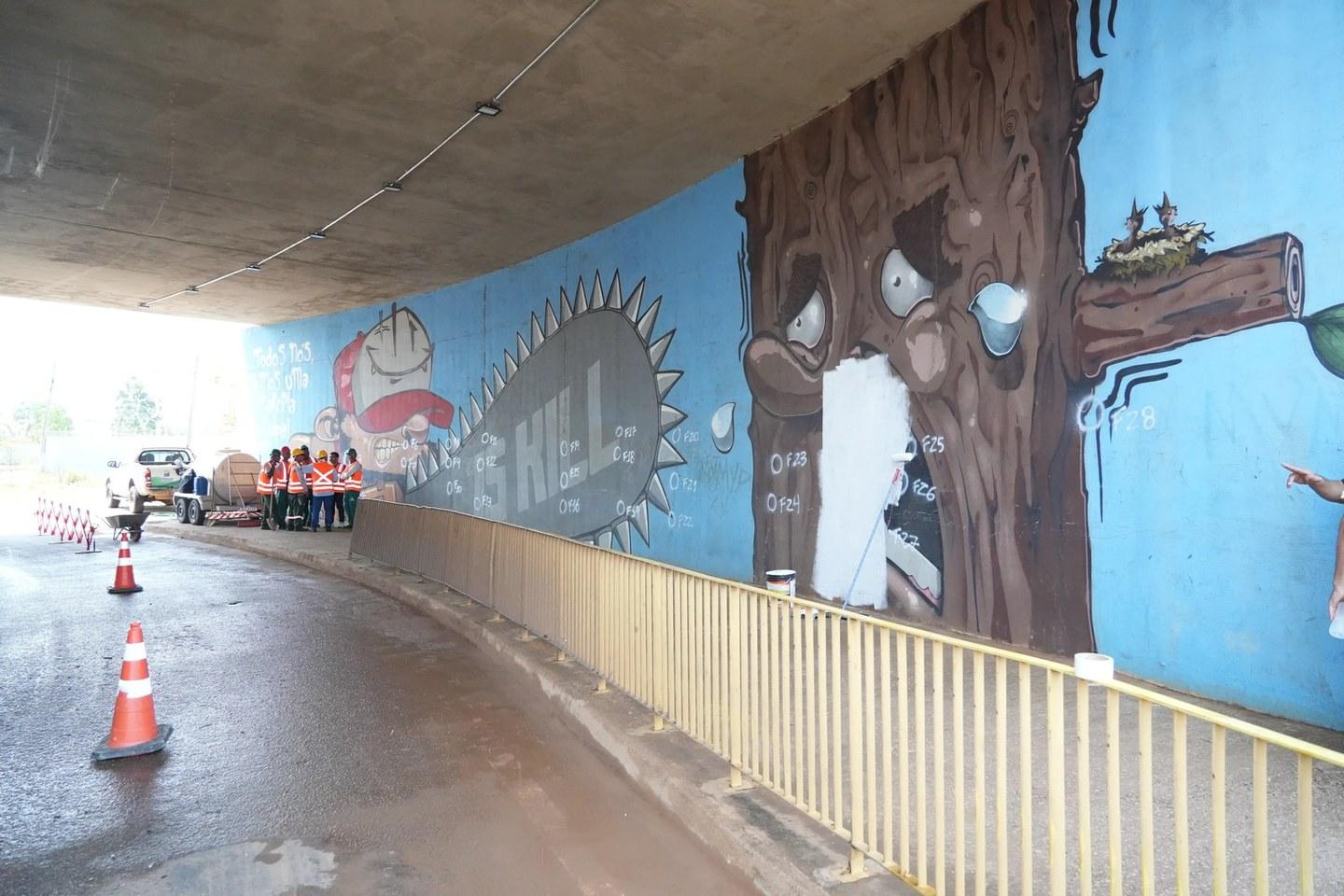 Prefeitura revitaliza viadutos de Porto Velho com cores, arte e paisagismo